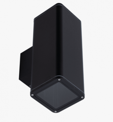 PIPER-2 BLACK SQUARE WALL LIGHT IP65 WITH 2 X E27 PAR30 LAMPS